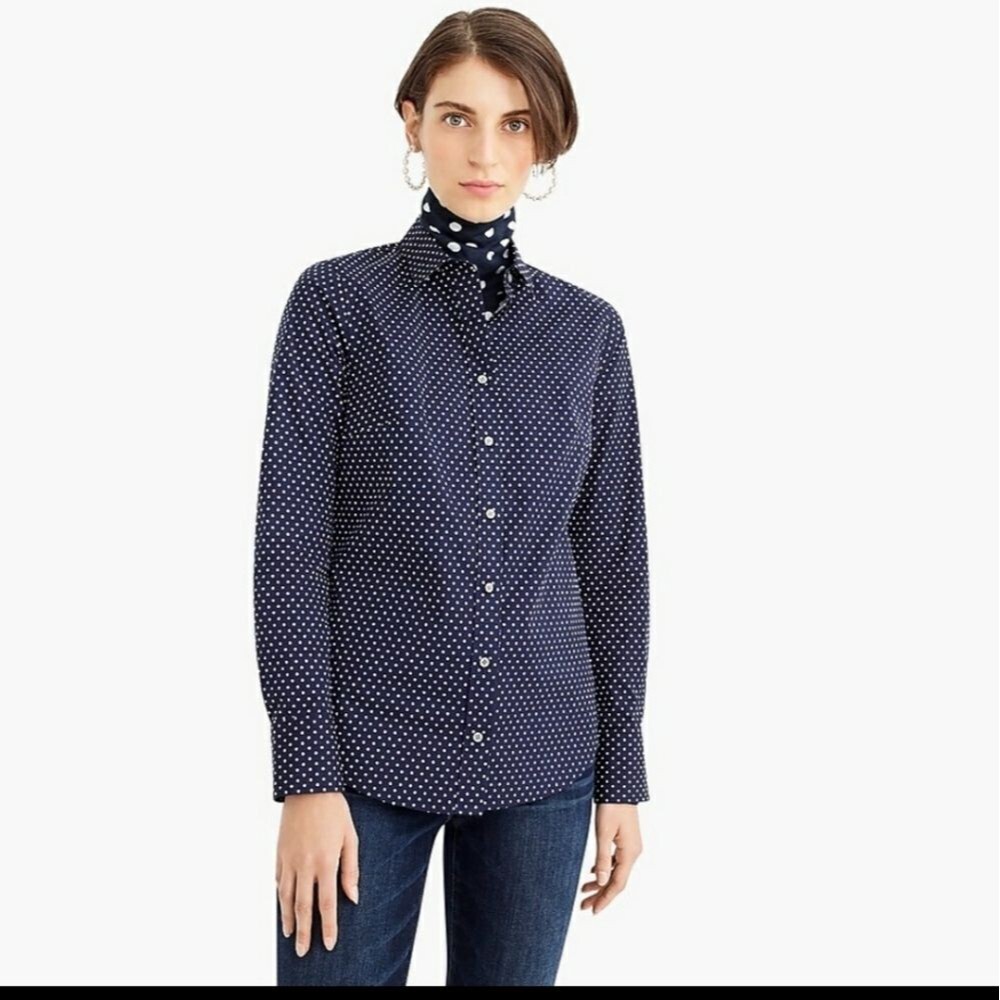 J. Crew Slim Polka Dot Button-up Top Size 6